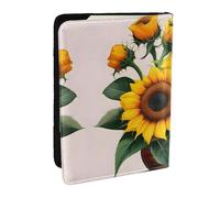 HJLUUFT Sunflower and Rose Print Leather Passport Case, Passport Cover with Credit Card Holder for Women Men Family ID Travel
