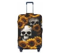 HJLUUFT Sunflower Halloween Skull Print Suitcase Cover Travel Luggage Cover Protector Suitcase Washable Baggage Covers Anti-Scratch