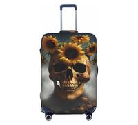 HJLUUFT Sunflower Halloween Skull Print Suitcase Cover Travel Luggage Cover Protector Suitcase Washable Baggage Covers Anti-Scratch