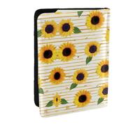 HJLUUFT Sunflower Pattern Print Leather Passport Cover for Men Women, Travel Wallet Passport Holder Case for Family