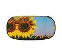 HJLUUFT sunflowers flowers print Makeup Cosmetic Bag Stationary Kawaii Pencil Box Pouch Gadget Organizer Bag with Zipper