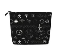 HJLUUFT Supernatural Symbols Black print print Travel Makeup Bags Cosmetic Organizer Bag Large Capacity Make up Bag Toiletry Bag for Women, Black, One Size
