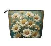 HJLUUFT The blooming daisies print Travel Makeup Bags Cosmetic Organizer Bag Large Capacity Make up Bag Toiletry Bag for Women, Black, One Size
