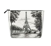 HJLUUFT The Eiffel Tower in Paris print Travel Makeup Bags Cosmetic Organizer Bag Large Capacity Make up Bag Toiletry Bag for Women, Black, One Size