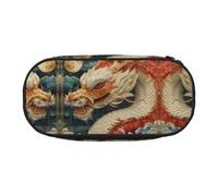 HJLUUFT The White dragon and the moon print Pencil Bag Pouch Case,Pen Bags Pencil Pouch Organizer for Office College School Daily Use