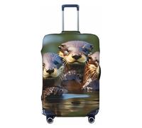 HJLUUFT Three Brown Otters Print Travel Luggage Cover Suitcase Cover Protector Suitcase Washable Baggage Covers Anti-Scratch