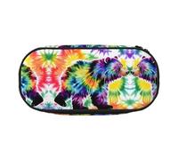 HJLUUFT Tie Dye Print Pencil Case Dancing Bear Pencil Case for Office College School Daily Use, Black, Taglia Unica, Cute