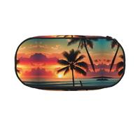 HJLUUFT Tropical Beach Palm Tree print Makeup Cosmetic Bag Stationary Kawaii Pencil Box Pouch Gadget Organizer Bag with Zipper