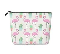 HJLUUFT Tropical Flamingo Cute Cactus print Travel Makeup Bags Cosmetic Organizer Bag Large Capacity Make up Bag Toiletry Bag for Women, Black, One Size