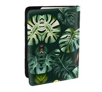 HJLUUFT Tropical Leaves Print Leather Passport Wallet for Men Women, Passport Holder Case Travel Passport Cover for Family