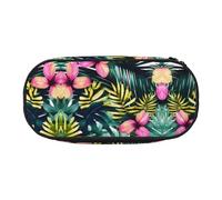 HJLUUFT Tropical Summer Hawaiian Flower Palm Leaves print Makeup Cosmetic Bag Stationary Kawaii Pencil Box Pouch Gadget Organizer Bag with Zipper