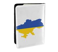 HJLUUFT Ukraine Flag Map Print Leather Passport Cover for Men Women, Travel Wallet Passport Holder Case for Family