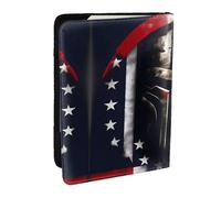 HJLUUFT USA Flag American Spartan Print Leather Passport Cover for Men Women, Travel Wallet Passport Holder Case for Family