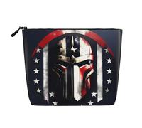 HJLUUFT USA Flag American Spartan print Travel Makeup Bags Cosmetic Organizer Bag Large Capacity Make up Bag Toiletry Bag for Women, Black, One Size