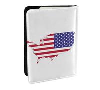 HJLUUFT USA Flag Map Print Leather Passport Wallet for Men Women, Passport Holder Case Travel Passport Cover for Family