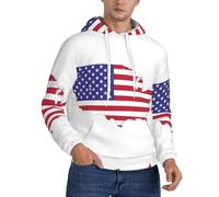 HJLUUFT USA Flag Map print Men's Fleece Hoodie, Loose Fit Pullover Sweatshirt for Men Ultra Soft Hooded Sweatshirt Black