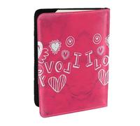 HJLUUFT Valentine's Heart Print Leather Passport Cover for Men Women, Travel Wallet Passport Holder Case for Family