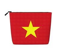 HJLUUFT Vietnamese flag print Travel Makeup Bags Cosmetic Organizer Bag Large Capacity Make up Bag Toiletry Bag for Women, Black, One Size