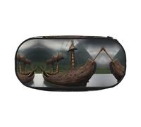 HJLUUFT Vikings Boat print Makeup Cosmetic Bag Stationary Kawaii Pencil Box Pouch Gadget Organizer Bag with Zipper