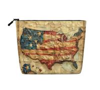 HJLUUFT Vintage maps of the United States print Travel Makeup Bags Cosmetic Organizer Bag Large Capacity Make up Bag Toiletry Bag for Women, Black, One Size