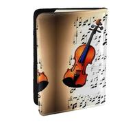 HJLUUFT Violin Sheet Music Print Leather Passport Case, Passport Cover with Credit Card Holder for Women Men Family ID Travel