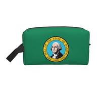 HJLUUFT Washington Flag Print Toiletry Bag, Portable Makeup Cosmetic Bag, Travel Utensils, Organiser, Travel Bag, White/Opulent Garden, One Size, White/Opulent Garden, standard size