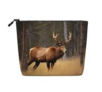 HJLUUFT Wildlife Deer Bear Elk print Makeup Bag Travel Toiletry Bag,Make Up Bags for Women Makeup Organizer Toiletries Accessories, Black, One Size