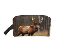 HJLUUFT Wildlife Deer Bear Elk print Toiletry Bag for Men Women Traveling Toiletry Organizer Bag for Adult Door Room Essentials, White, One Size