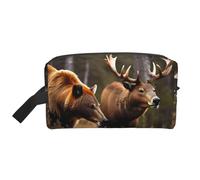 HJLUUFT Wildlife Hunting Deer Bear Elk print Toiletry Bag for Men Women Traveling Toiletry Organizer Bag for Adult Door Room Essentials, White, One Size