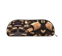 HJLUUFT Wine Bottle Cork Leather Half Round Portable Pen Case and Makeup Bag - Stylish Pencil Pouch for Office, Travel, and Daily Storage