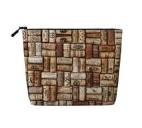 HJLUUFT Wine cork print Makeup Bag Travel Toiletry Bag,Make Up Bags for Women Makeup Organizer Toiletries Accessories, Black, One Size