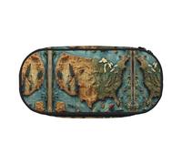 HJLUUFT Wonderful map of the United States print Pencil Bag Pouch Case,Pen Bags Pencil Pouch Organizer for Office College School Daily Use
