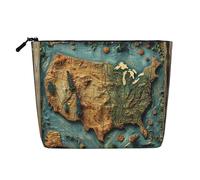 HJLUUFT Wonderful map of the United States print Travel Makeup Bags Cosmetic Organizer Bag Large Capacity Make up Bag Toiletry Bag for Women, Black, One Size