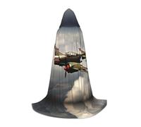 HJLUUFT World War 2 Airplane print Hooded Cloak Renaissance Hooded Cape for Women Men,Medieval Knight Outfit Gothic Unisex