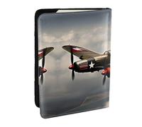 HJLUUFT World War 2 Airplane Print Leather Passport Cover for Men Women, Travel Wallet Passport Holder Case for Family