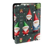 HJLUUFT Xmas Funny Gnomes Print Leather Passport Cover for Men Women, Travel Wallet Passport Holder Case for Family