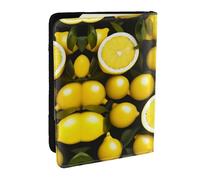 HJLUUFT Yellow Lemon Print Leather Passport Wallet for Men Women, Passport Holder Case Travel Passport Cover for Family