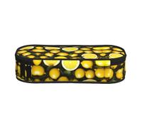 HJLUUFT Yellow Lemon print Makeup Cosmetic Bag Stationary Kawaii Pencil Box Pouch Gadget Organizer Bag with Zipper