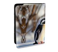 HJLUUFT Young Penguins with Snow Print Leather Passport Wallet for Men Women, Passport Holder Case Travel Passport Cover for Family