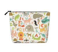 HJLUUFT Zoo Alphabet Animal print Travel Makeup Bags Cosmetic Organizer Bag Large Capacity Make up Bag Toiletry Bag for Women, Black, One Size