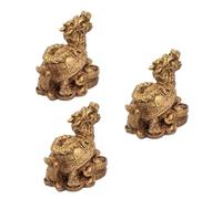 HJMMHX 3pcs Dragon Turtle Statue Resin Crafts Simulation Dragon Turtle Desktop Decor Feng Shui Statue