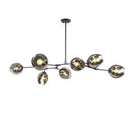 HJMMHX 71" Glass Ball Chandelier Adjustable Height Sputnik E26 Light Fixture 8 Light Mid Century Pendant Hand Blown Metal Lamps Gradient Smoke Finish