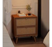 HJMMHX Cherry Wood Rattan Nightstand with Collis-Resistant Corners, Spacious Bedroom Sto Cabinet (43cm) - Slish Comodino for nizing tials