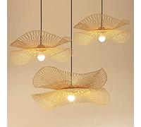 HJMMHX Handmade Vintage Bamboo Pendant Light Natural Woven E27 Ceiling Lamp for Dining Room Living Room Corridor 65cm Decorative Hanging Fixture