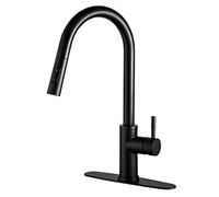 HJMMHX Kitchen Faucets with Pull Down Sprayer, Brass 2-Function Pull Out Kitchen Sink Faucet, Single Handle Hot And Cold Kitchen Mixer Tap, Single Hole Or Three Hole Deck Mount,Black