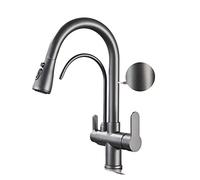 HJMMHX Matte Black Kitchen Faucet with 360° PullOut Spray 3Function Water Filter Tap Smart Sink MixerType A Gun Grey Perfect for Modern Kitchens