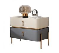HJMMHX Mid Century Modern Nightstand with Metal Legs 2 Storage Drawers Contemporary Bedside Table for Living Room/Bedroom Beige/Grey Blue 40x40x50cm