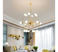 HJMMHX Modern Art Deco Glass Globe Ceiling Light Fixture Lustre Salon Metal Frame Chandelier for Dining Room & Bedroom Stylish Pendant Lamp with Elegant Design