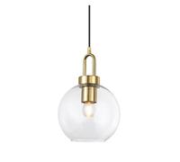 HJMMHX Modern Gold Iron Pendant Lamp Amber Glass Globe Lighting Fixture for Dining Room and Kitchen Stylish Suspension Light for Home Decor