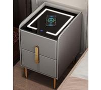 HJMMHX Modern LED Nightstand with Drawer Slim Design for Small Spaces Smart Storage Table for Bedroom Stylish and Functional Bedside Table with Ample Storage Space